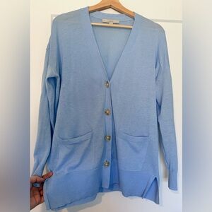 LOFT Light Blue Women's Boyfriend-Style Cardigan Sweater